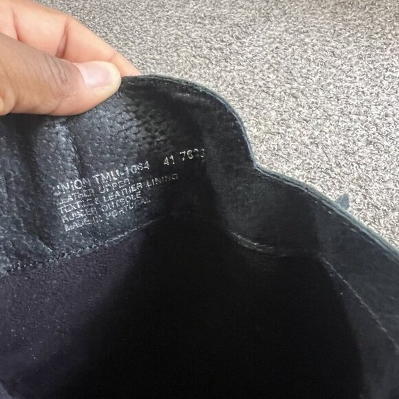 Tara M Union Black Leather Tall Riding Boots Size 41 US 10-10.5 Side Zip Buckle - Picture 8 of 8